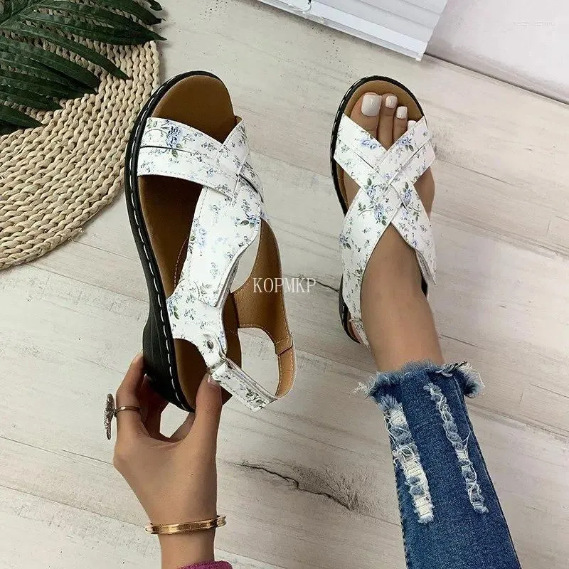 Sandals Women 108 Summer Open Toe Beach Shoes Cross Wedges Comfortable Slippers Cute Chaussure Femme Plu Size 35-43