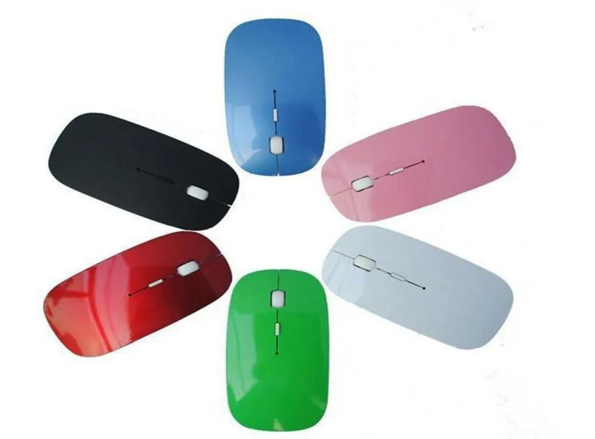 Новый стиль Candy Color Ultra Thin Wireless мыши мыши и приемник 24G USB Оптическое красочное специальное предложение Computer Mouse8927714