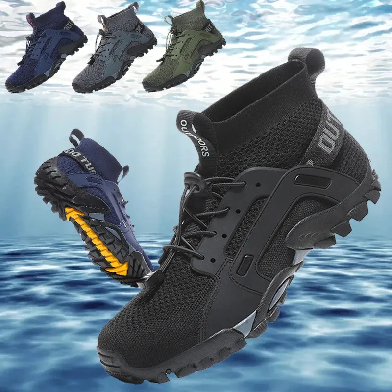 Aqua skor manlig snabbtorkande antislip sneakers berg vandring simning vatten skor mjuka män avslappnade sneakers 240410