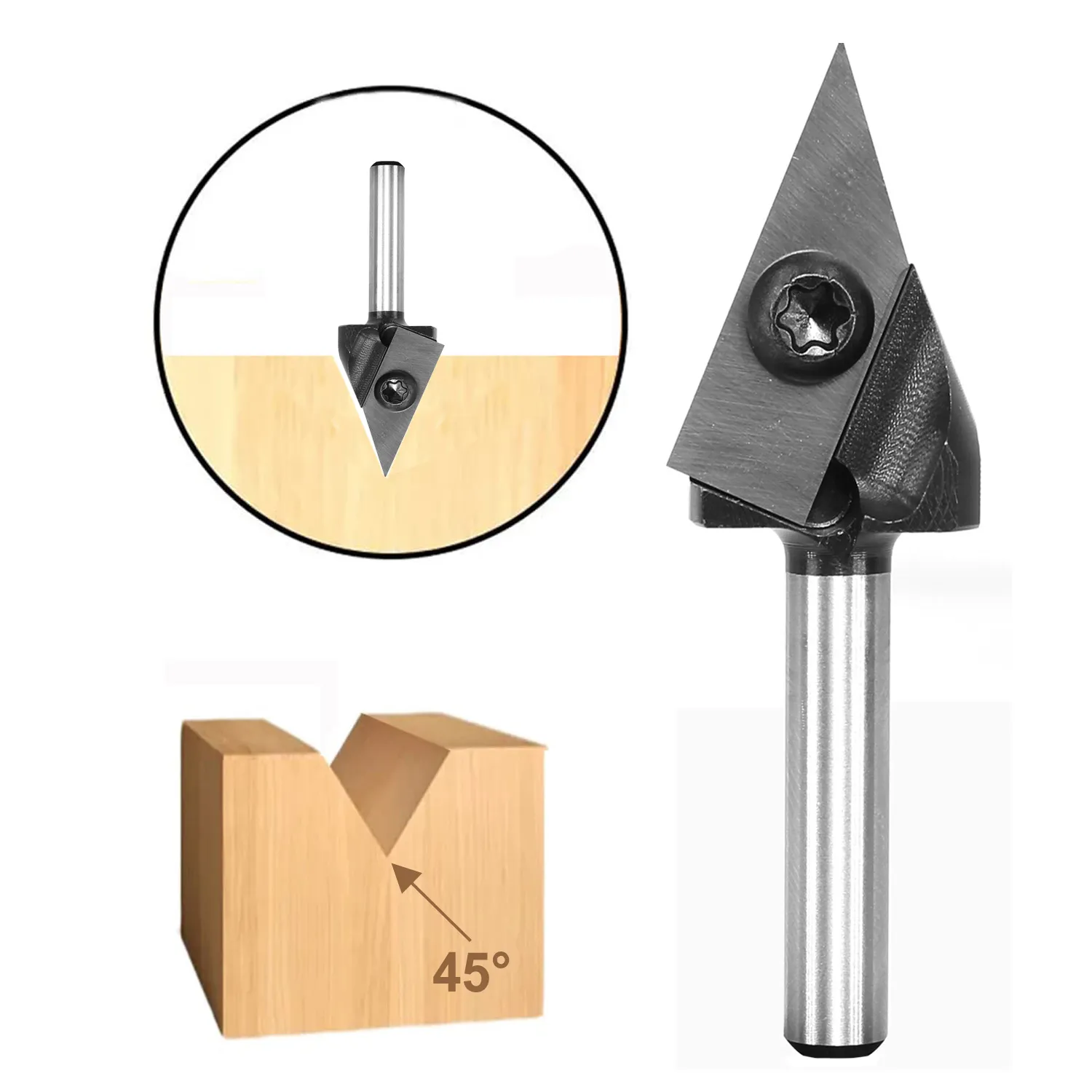 Sloting Bits CNC Router Bit, 45 Degree V Groove Slotting Bit, 1/4 1/2 6mm Shank ...