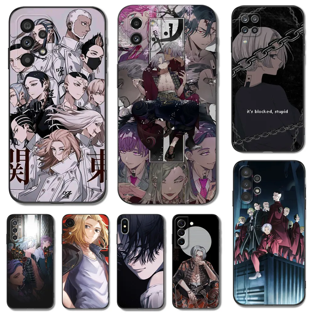 Zwarte TPU -case voor Samsung Galaxy F23 M12 M22 M23 M32 4G M52 5G M30S M21 A04S Mikey Tokyo Revenger