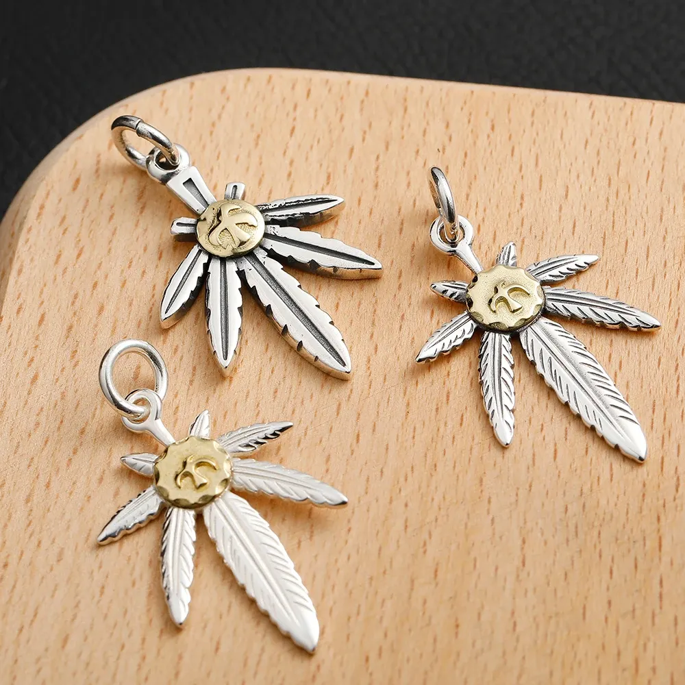 Thai Silver Jewelry Maple Leaf 925 Sterling Silver Necklace Feather Takahashi Goro Vintage Indian Pendant Women Free Shipping