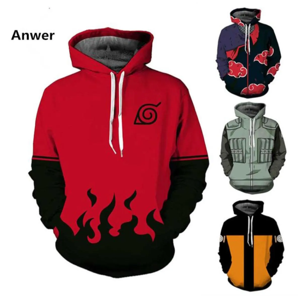 3D Hoodies Anime Boruto Jacket Coat Uchiha Itach Kakashi Cosplay Costumes Men Sweatshirt Pullover 5XL8365111