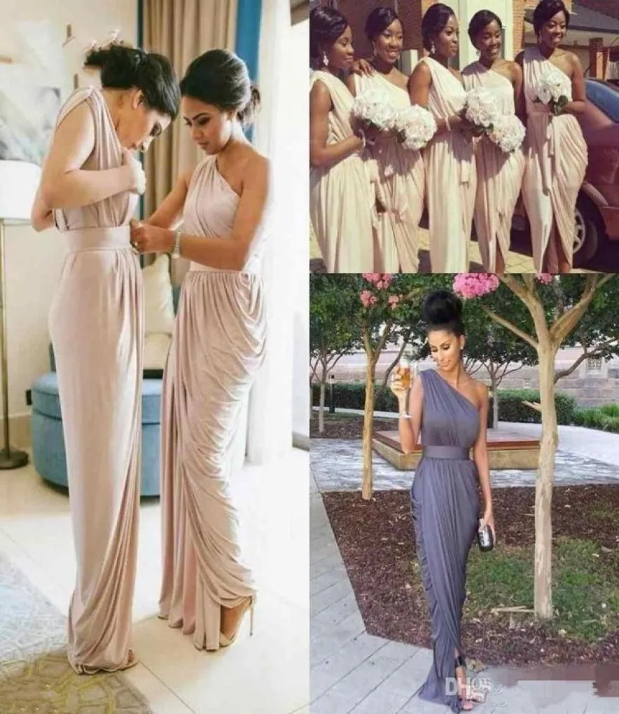 One Shoulder Mermaid bridesmaid Dresses 2019 현대 우아한 저렴한 긴 하녀 결혼식 게스트 파티 드레스 3425347