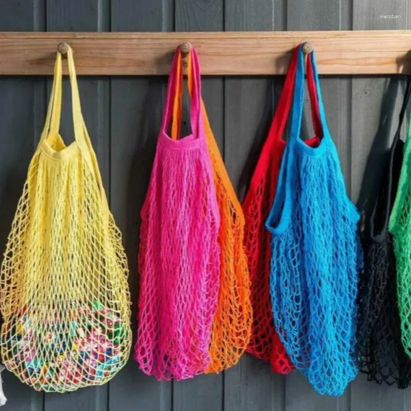 Förvaringsväskor mode 0 avgift EUSAble Fruit Shopping String livsmedelsbutiker Bomull Tote Mesh Woven Net Bag