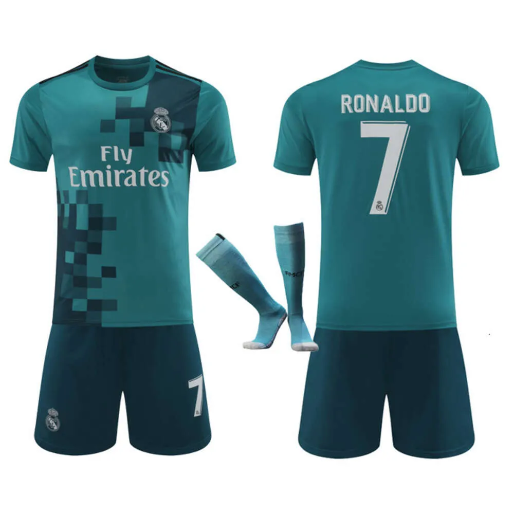 17-18 Real Madrid Number 7 Home and Two Away Adult Childrens Commemorative Football Jersey Set+socks