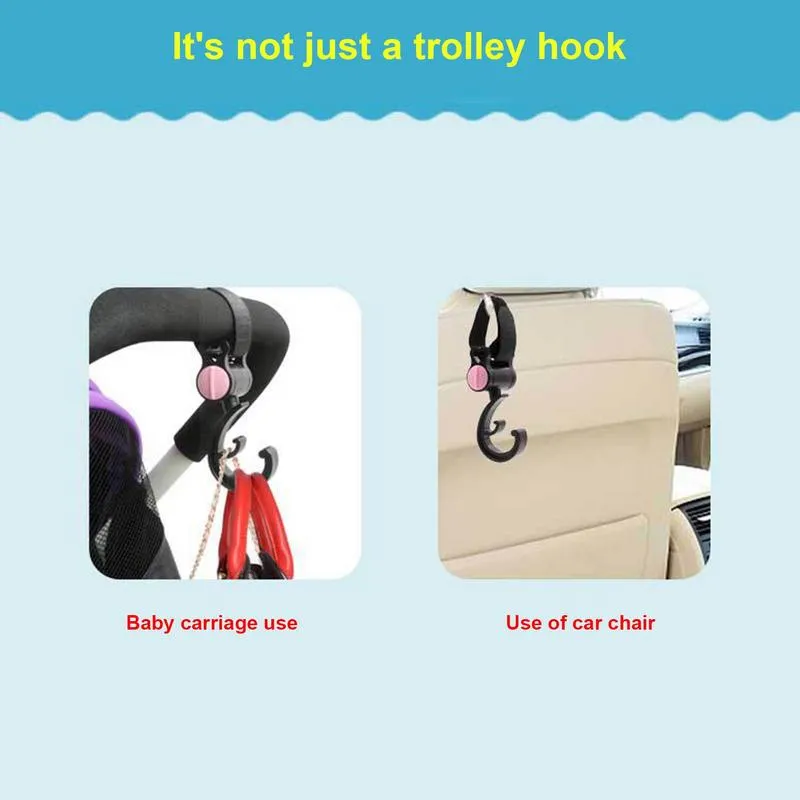 2pcs Baby Hanger Baby Bag Stroller Hooks Pram Rotate 360 Degree Baby Car Seat Accessories Stroller Organizer Double Hook Hooks