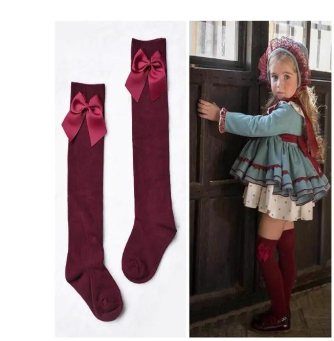 lovely childrens girls royal style bow knee high socks baby toddler bowknot socks kids thighhighs over knee sock sox 311y 3pairs 69121936