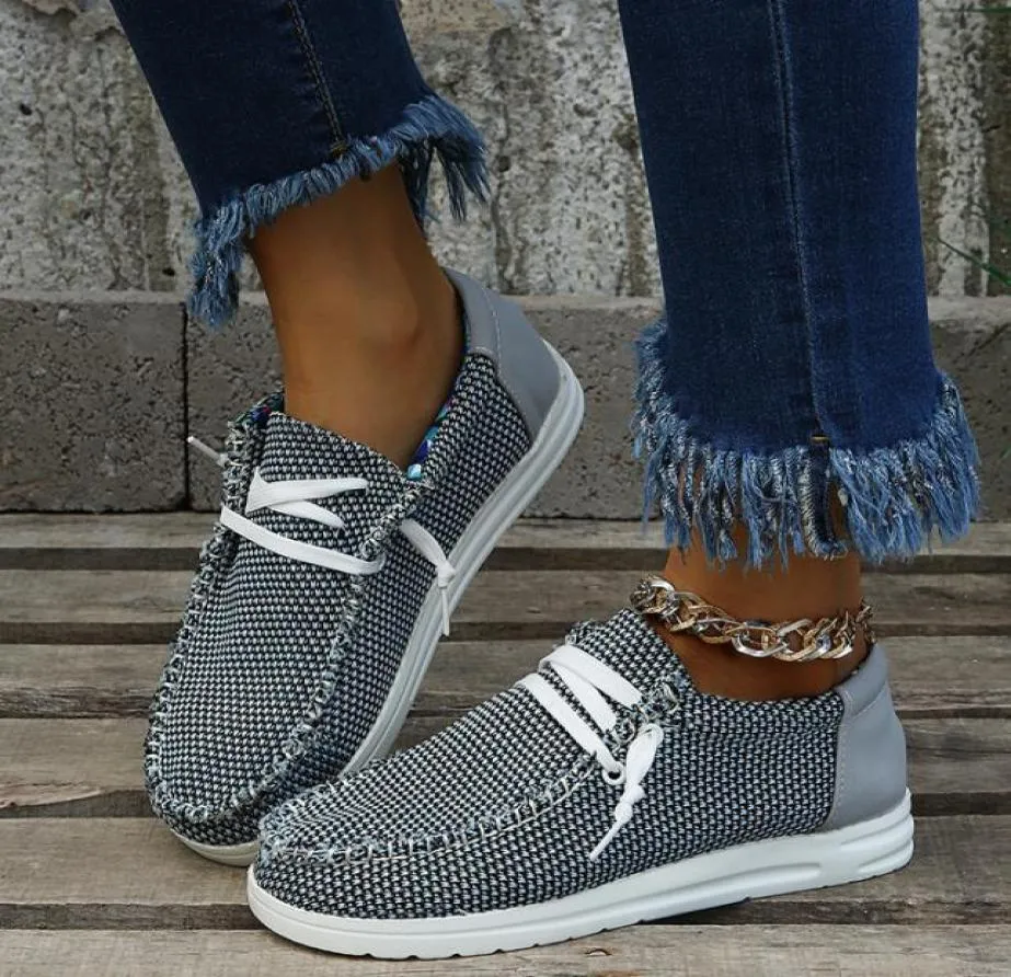 Chaussures habillées Femmes Sneakers tricotés Mesh Dude appartements grandes tailles dames slip on zapatill mujer décontracté l'été femelle mocassins 2211304023173