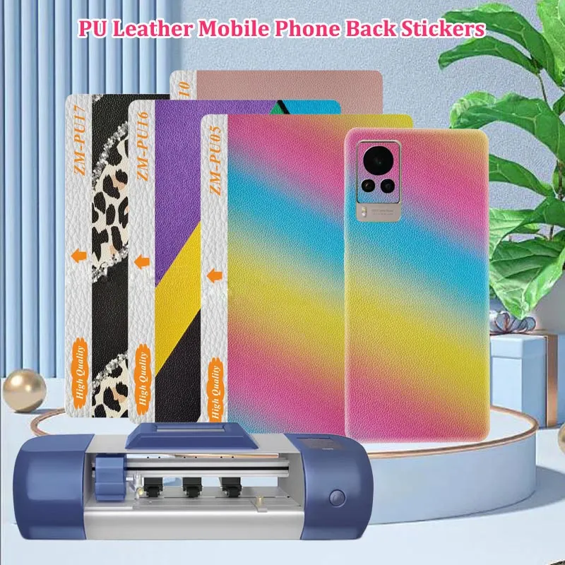 Fonlyu 50pcs Mobiltelefon Skin Aufkleber PU Leder 3D -geprägter Rückfilm für Hydrogelfilme Bildschirm Beschützer Schneidmaschine