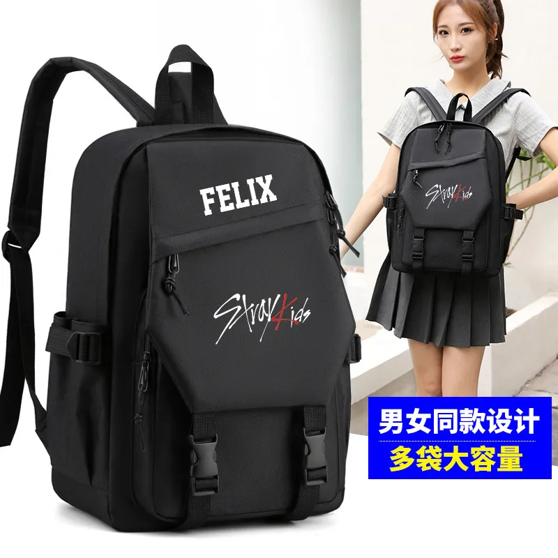 LOVEAngeler Stray Kids Sac à dos d'école, sac à dos décontracté, sac à dos pour enfants, marchandises Stray Kids Mochila pour filles, 1, Large, Sac à dos