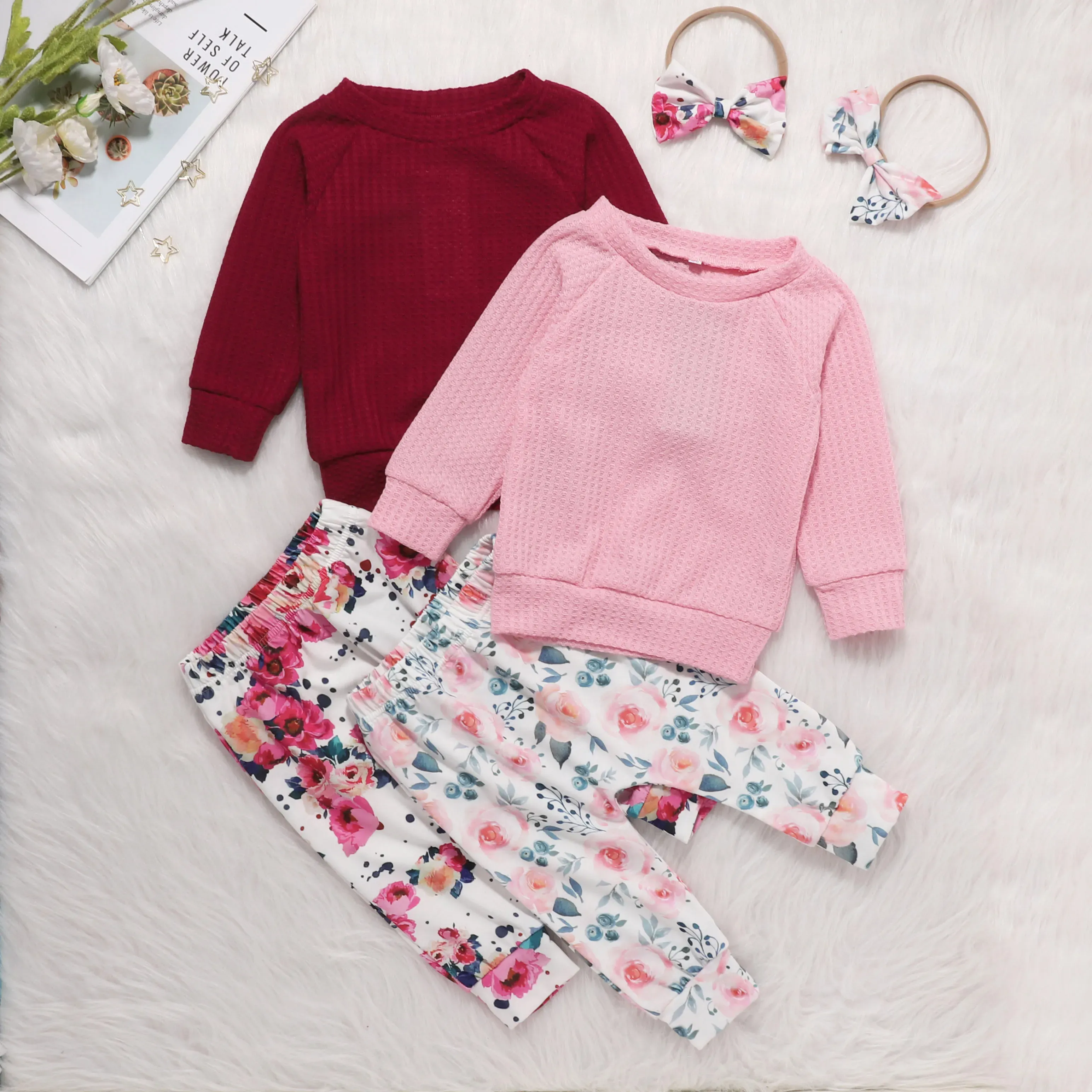 Byxor 024m Baby Girls Floral Cothes Outfits Casual Long Sleeve Sweatshirts Tops Pants 2st.