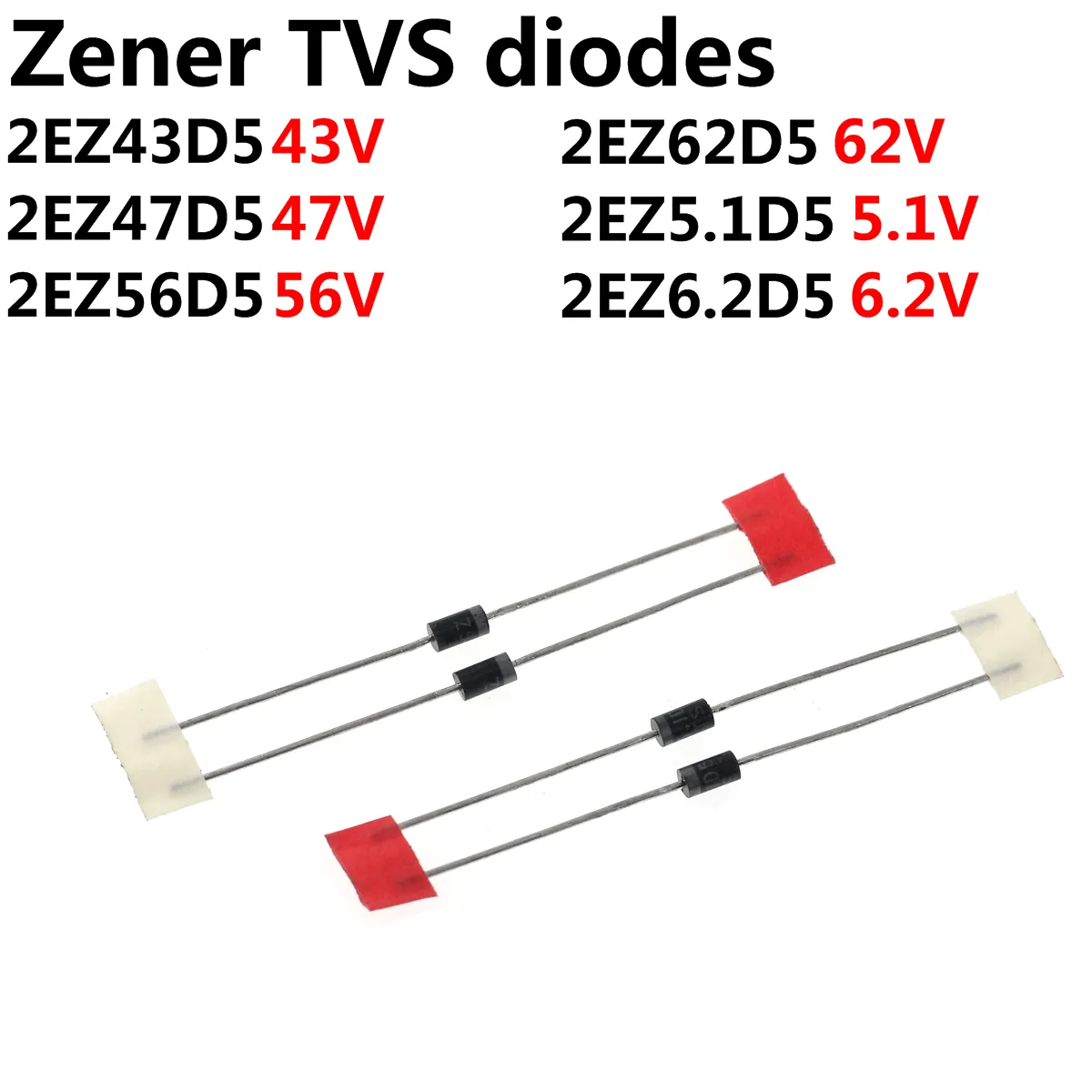 Zener TVS diodes 2W 2EZ43D5 43V 2EZ47D5 47V 2EZ5.1D5 5.1V 2EZ56D5 56V 2EZ6.2D5 6.2V 2EZ62D5 62V