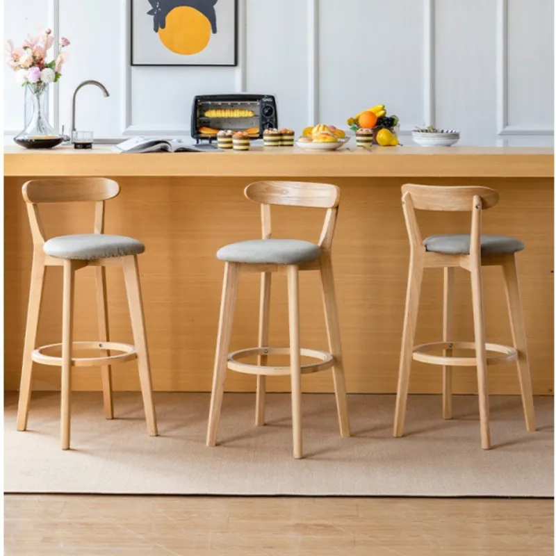 Tabouret de bar moderne et simple meubles de maison en bois massif pour la maison haute carter de salle à manger de luxe