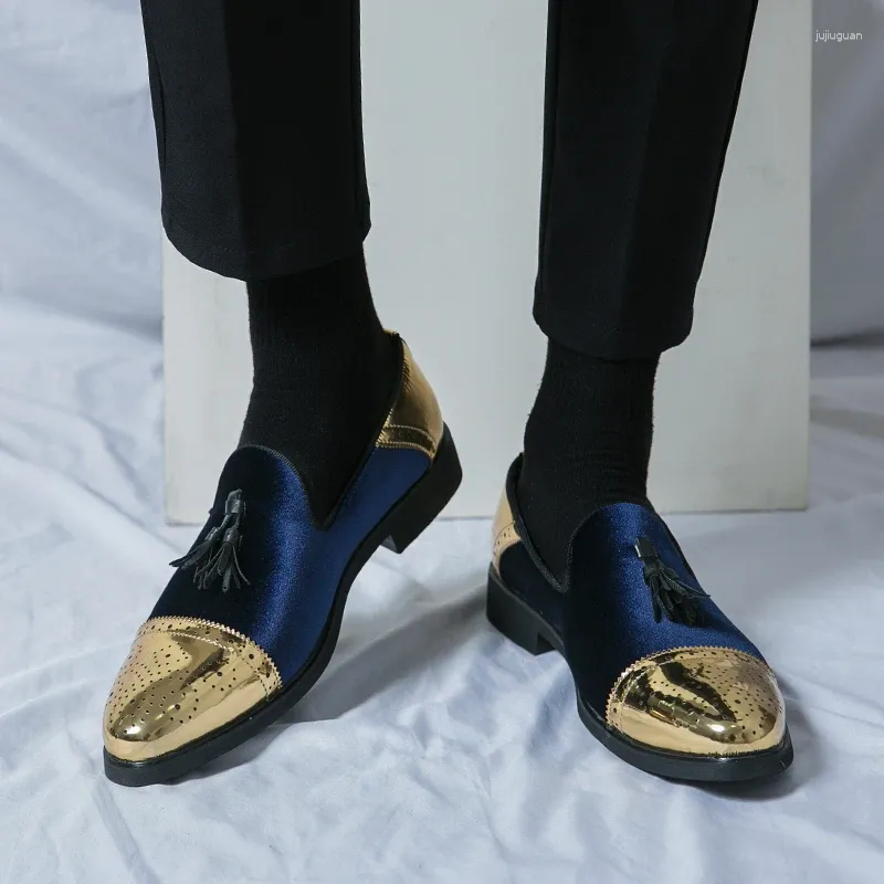 Buty zwykłe Wysokiej jakości wygodne w stylu brytyjskiej pasujące do koloru koloru blok czarny zielony niebieski klasyczny biznesowy biznes
