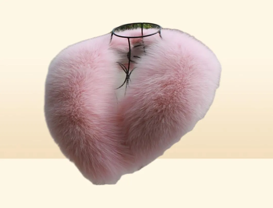 Real Winter New Pink Fox Scarf Coat Jket Shawl Women Female Furry Fur Collar Y2010074186696
