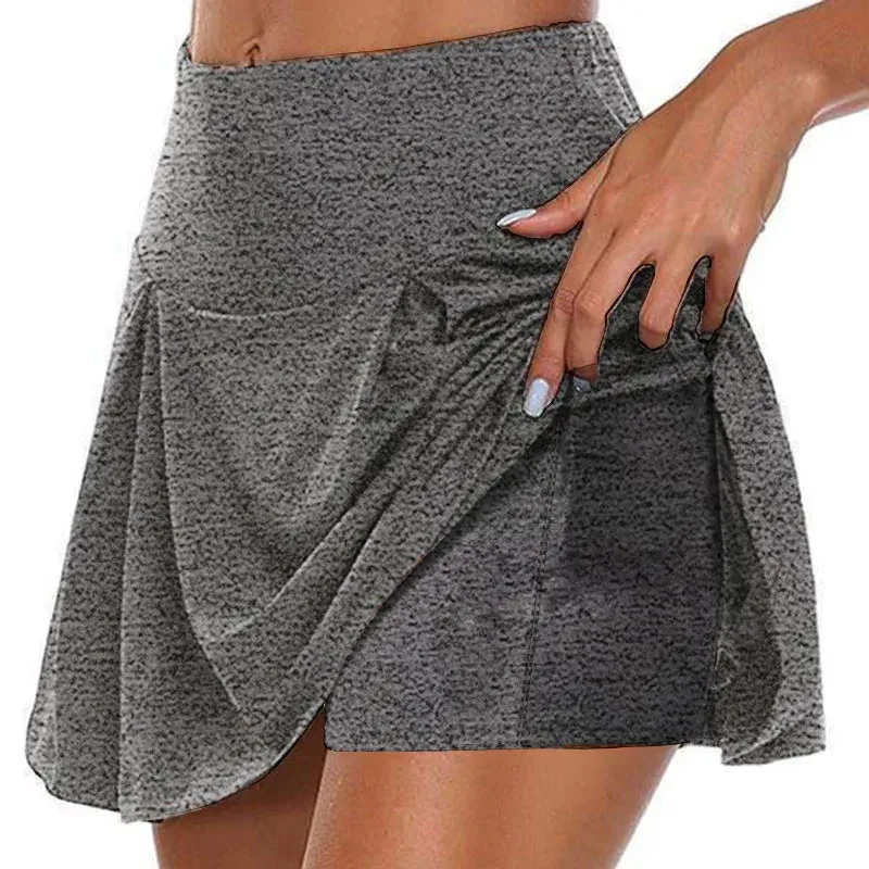 2023 Summer Couleur de poche de poche fausse jupe pantalon à deux twopiets Midwaist mode sexy style simple dame 240403