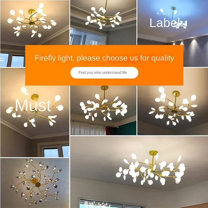 Modern Firefly LED Chandelier Lighting Black Gold For... From ...