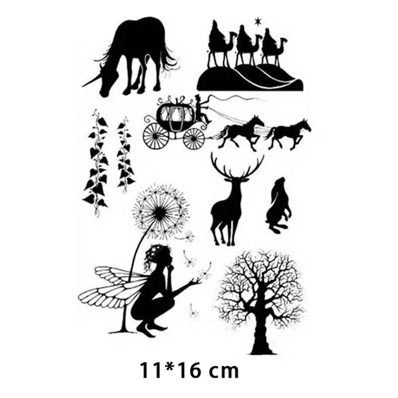 Fairy Forest Elf Plant Animals Clear Stamps Silicone Seal för DIY Scrapbooking Paper Fotoalbum Dekorativa mall Hantverk