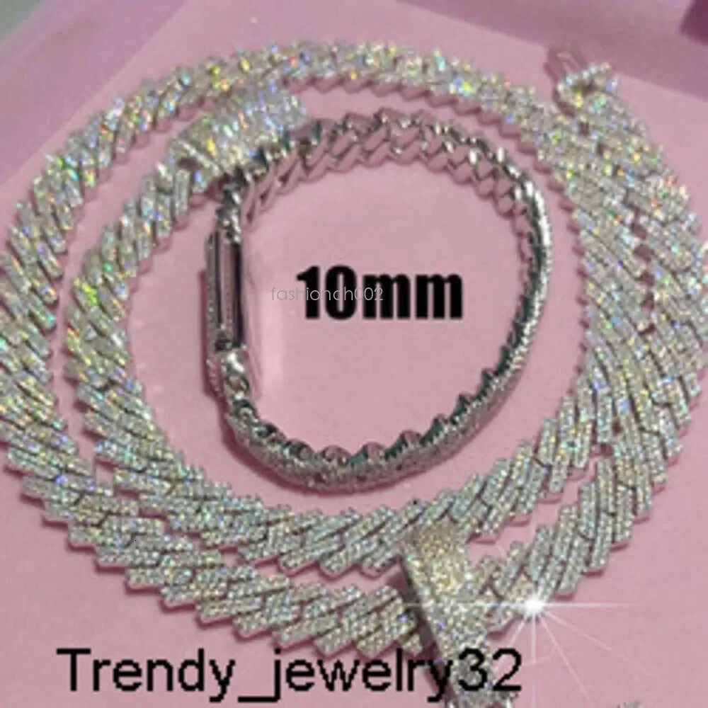 Hangende kettingen passeren diamant tester Moissanite Cuban Link Chain Dropshipping Sterling Sier Gold Compated Baguette Moissanite Hip Hop Jewelry