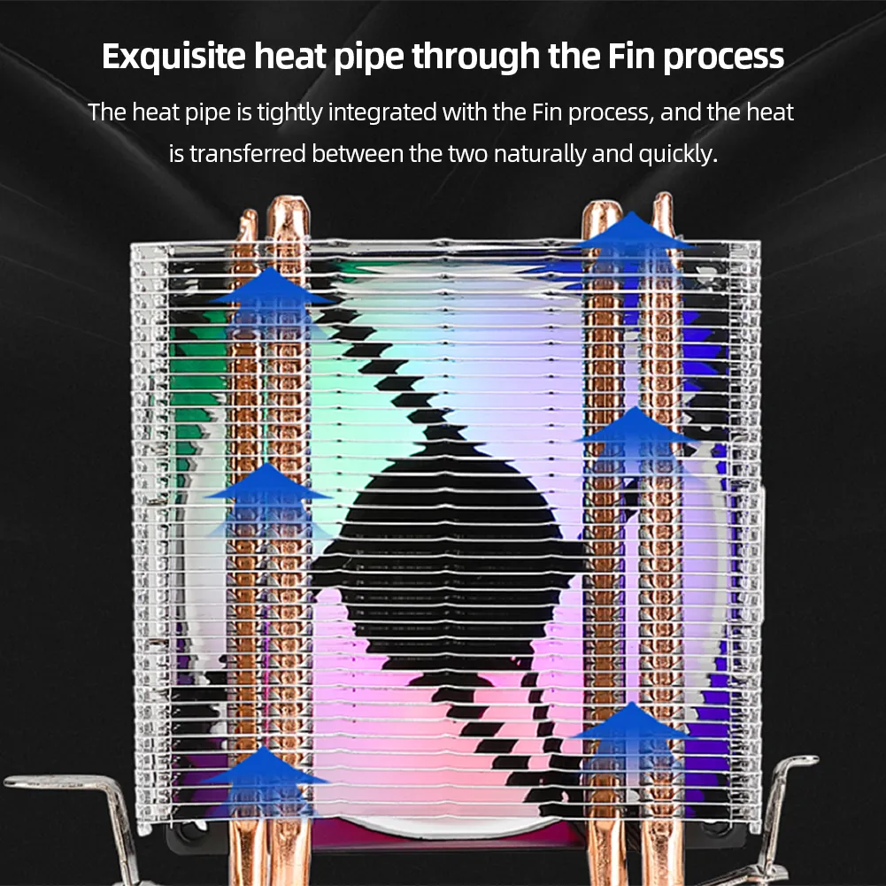 CPU Cooler 2 Heat Pipes Mute RGB Tower CPU Cooling Fan For Intel LGA ...