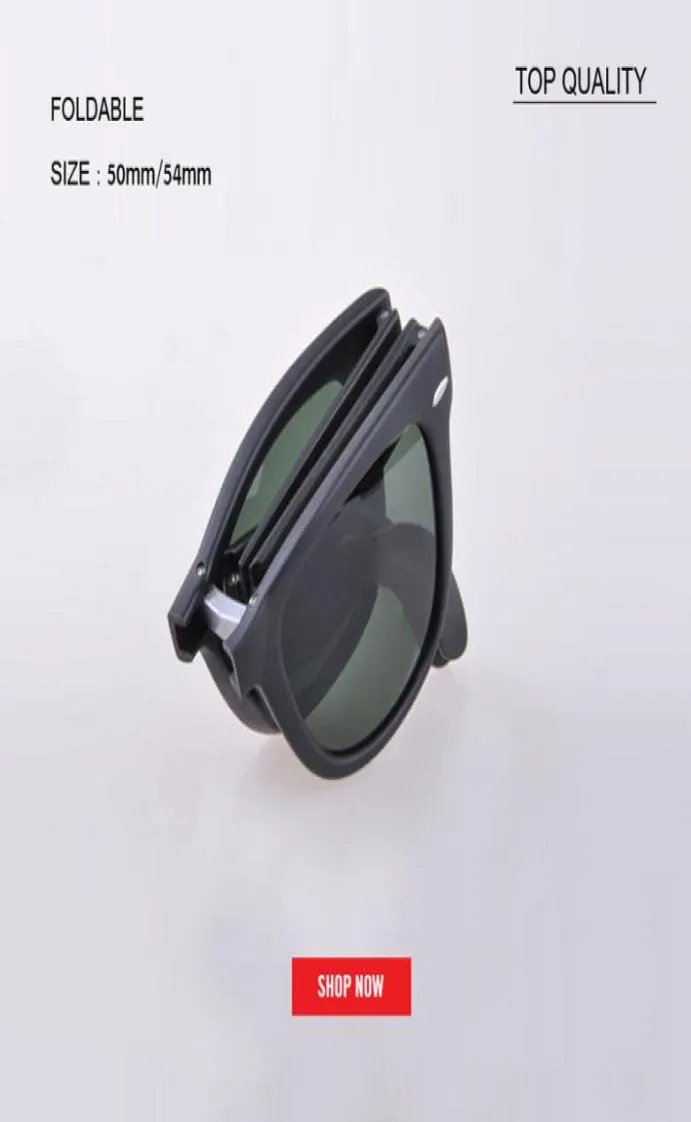 Factory Top Quality Classic 50mm Square Pliable Sun Glasses Men Femmes Femmes surdimensionnées 54 mm Lunettes de soleil Driving Designer Pliage Lens MAT2790940
