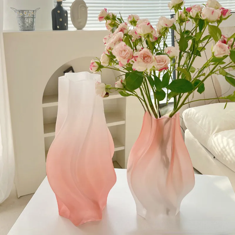 Minimalist And Creative Glass Vase Inset Style High-end Handicraft Decorations Floreros Vintage Girl Flower Pot