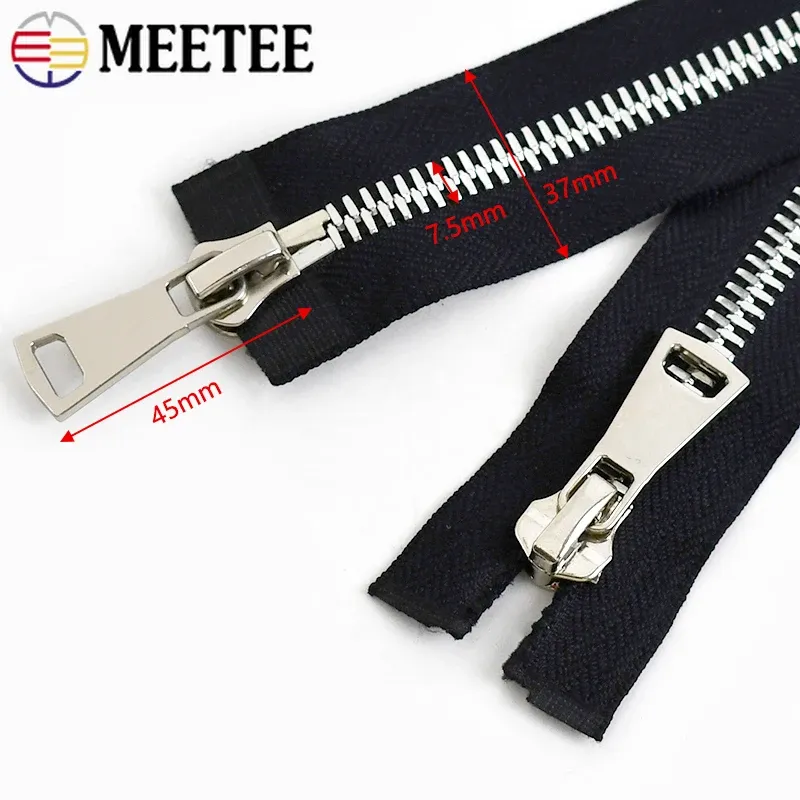 1PC 8 # 10 # Metal Zipper 70-100cm Double curseur ouvert Kit de réparation de zip