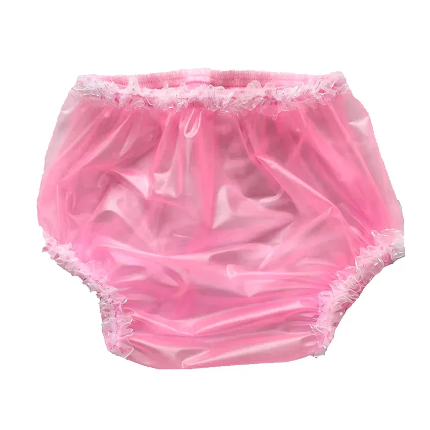 Pantalon Langkee haian pvc adulte baby dentelle culotte pantalon en plastique rose