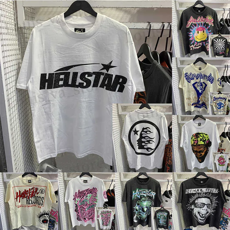 Mens Tshirts Hellstar T Shirt Tasarımcı Tişörtler Grafik T Giyim Giysileri Yenilikçi Yıkalı Kumaş Strt Graffiti Yazı Folyo Baskı Vintage Siyah Gevşek Us Si