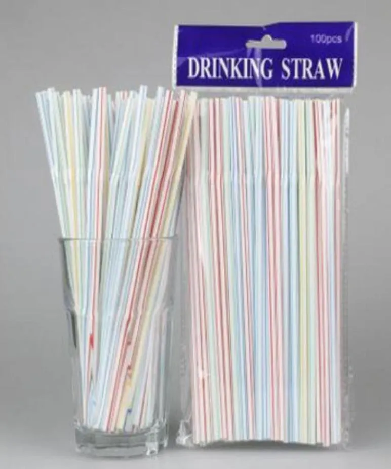 100pcsbag tek kullanımlık plastik içme pipetleri 20805cm çok renkli bayan için saman parti bar pub kulübü restoran143263