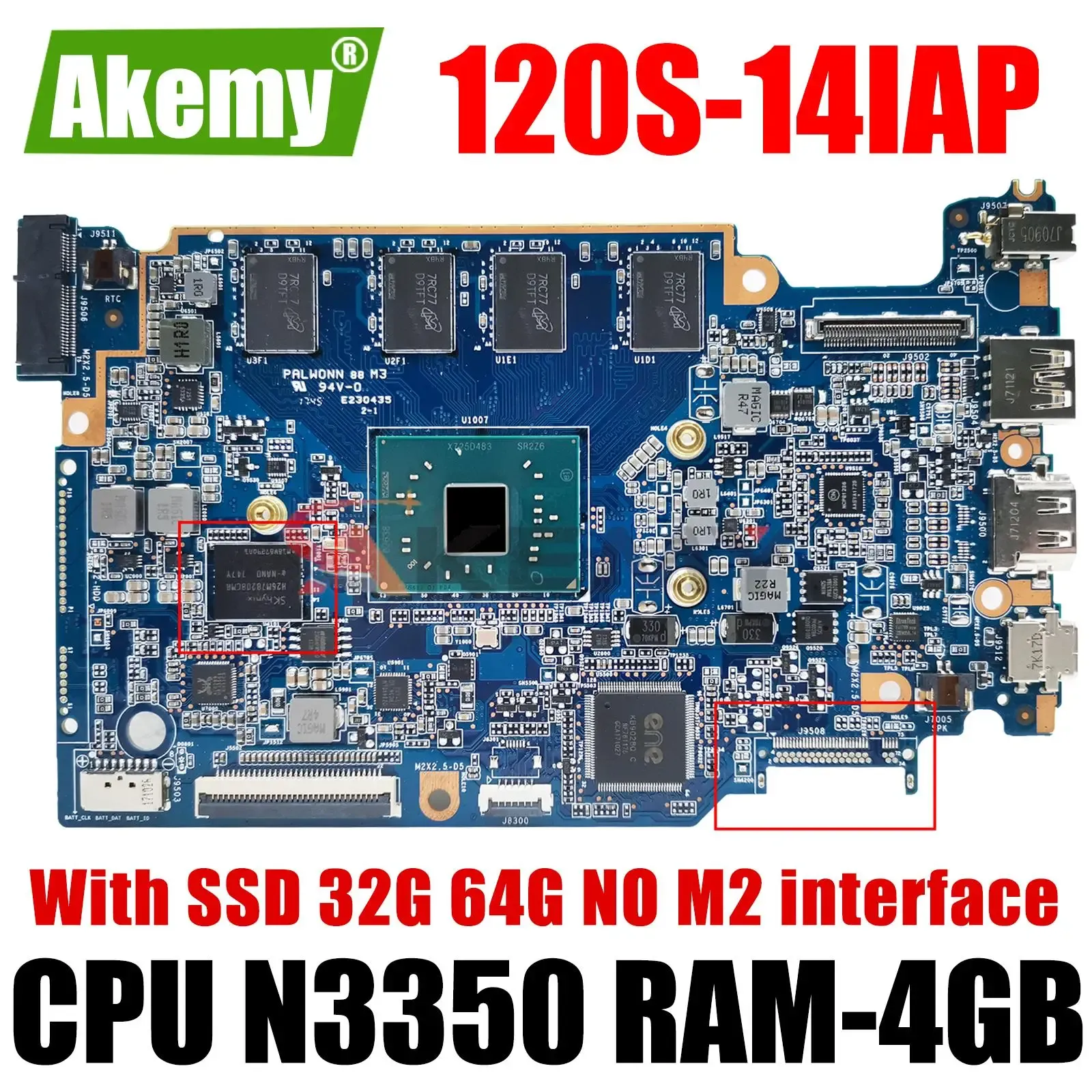 Moderkort för Lenovo 130S14IGM 120S14IAP Laptop Motherboard Mainboard med CPU N3350 N4100 N4200 RAM 4GB 8GB 32G 64G SSD