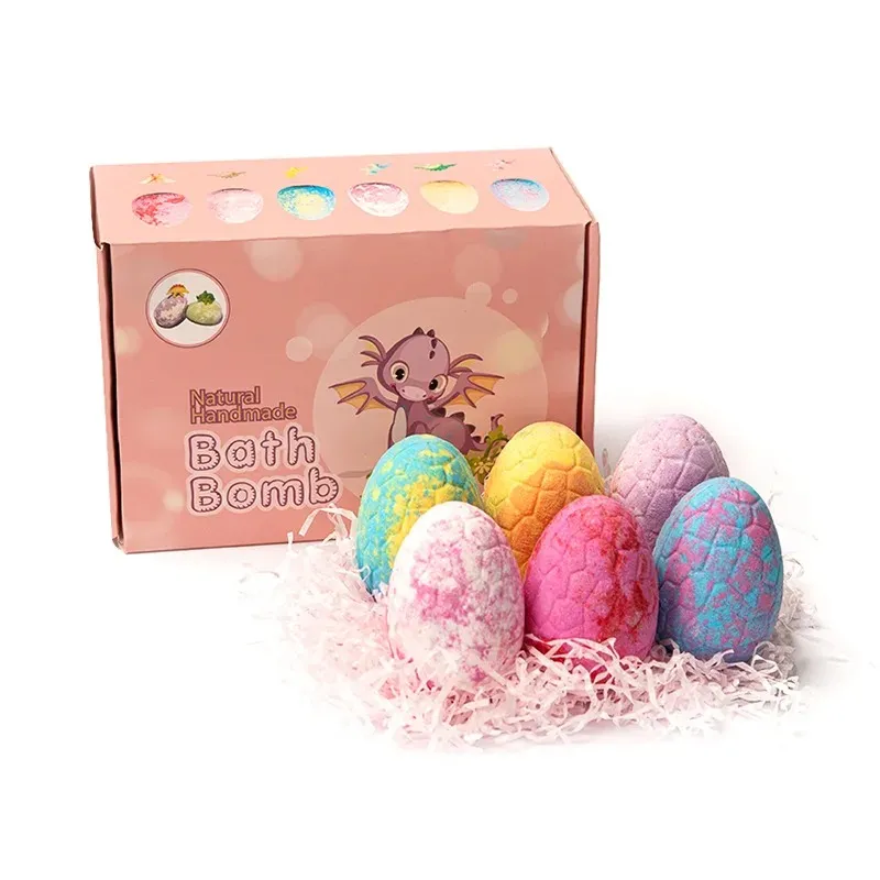 Herbal Essence Children'S Essential Oil Bath Ball Dinosaur Egg 6 Gift Box Bath Bomb Bath Sea Salt Bath Moisturizing Smooth Skin