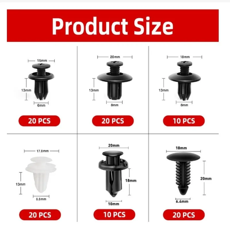 thumbnail image 2 of 100pcs Bumper Fender Rivet Fastener Clip Set + Tool For Toyota Camry Corolla RAV4 2 of 2