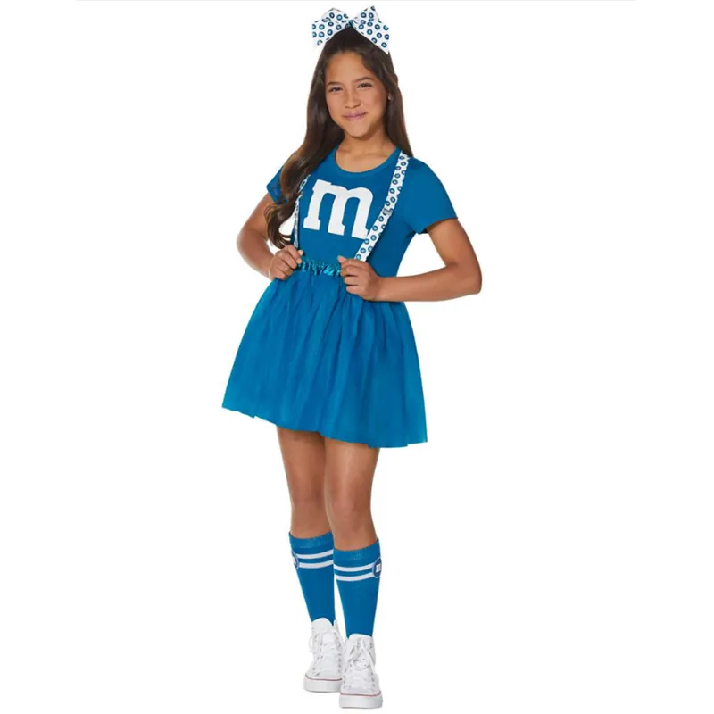 NEW Kid Cheerleader Costume School Girl-Themed Top Halter Skirt With Socks Cosplay Carnival Party Fancy Dress