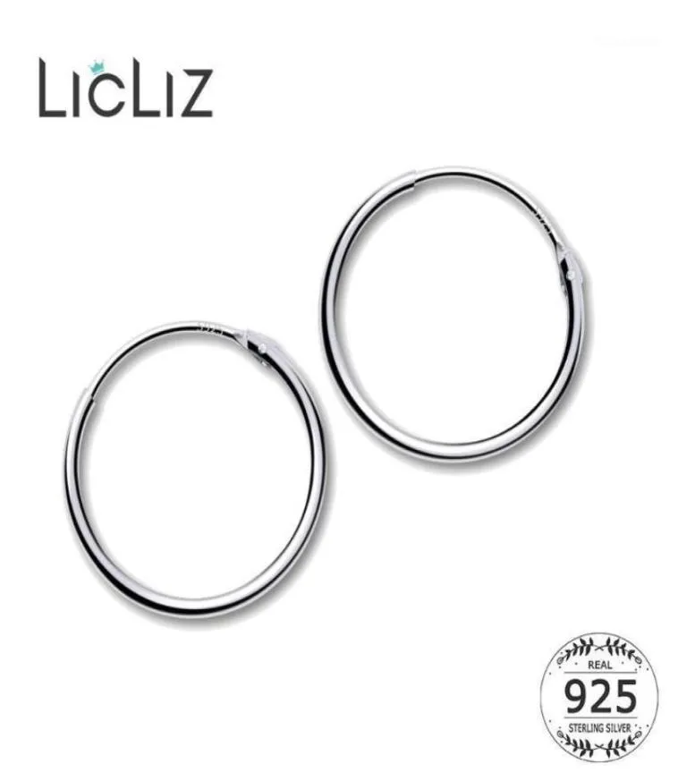 Hoop Huggie Licliz 2021 925 Boucles d'oreilles simples en argent sterling pour femmes boucles en or blanc rond Loop Joyas de Plata Le04728194147