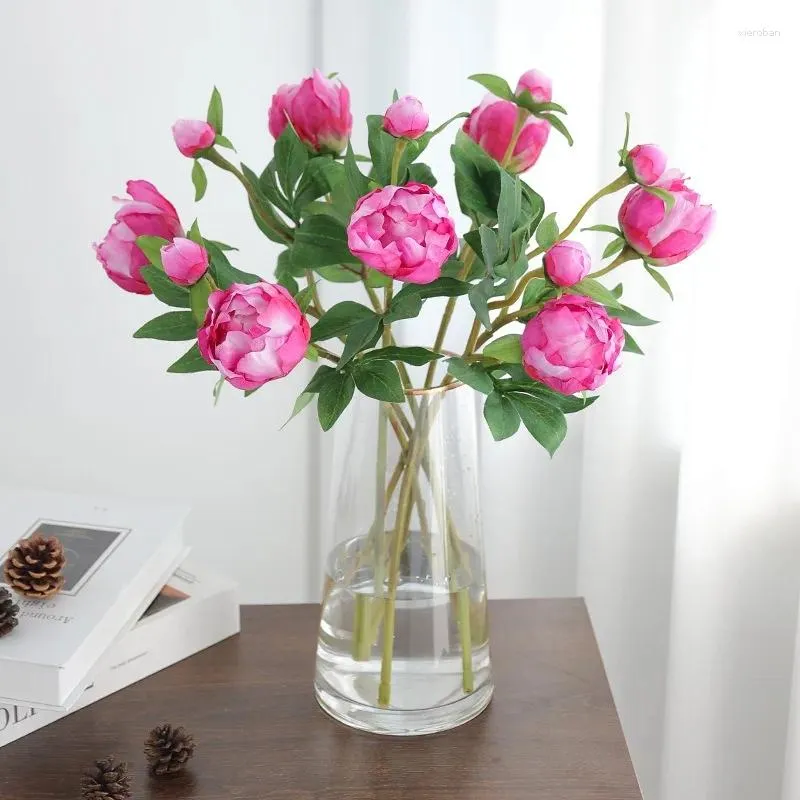 Decoratieve bloemen Aantrekkelijke simulatie Bloem Real Touch Artificial Non-Fading Diy 2 Heads Multi-Layer Bloemblaadjes Pioen