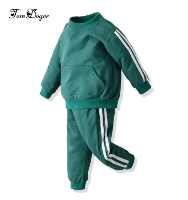 Tem Doger Baby Abbigliamento set Autumn Baby Boy Girls Cloods 2 pezzi Abiti in pile Trota con cappuccio pantaloni bebes tracce sport abiti 213471406