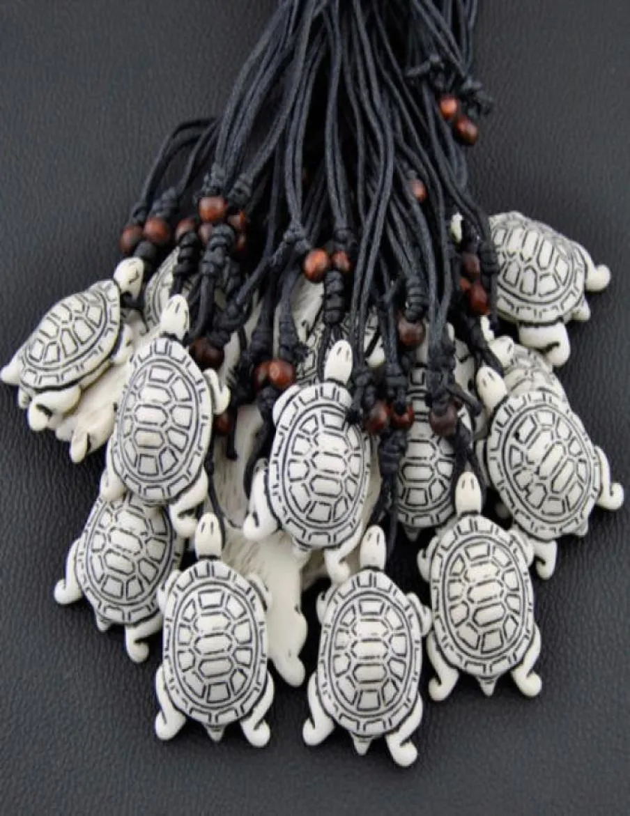 Jewelry whole 12pcsLOT men women039s yak bone carved lovely white Sea Turtles charms Pendants Necklaces Gifts MN3302784397