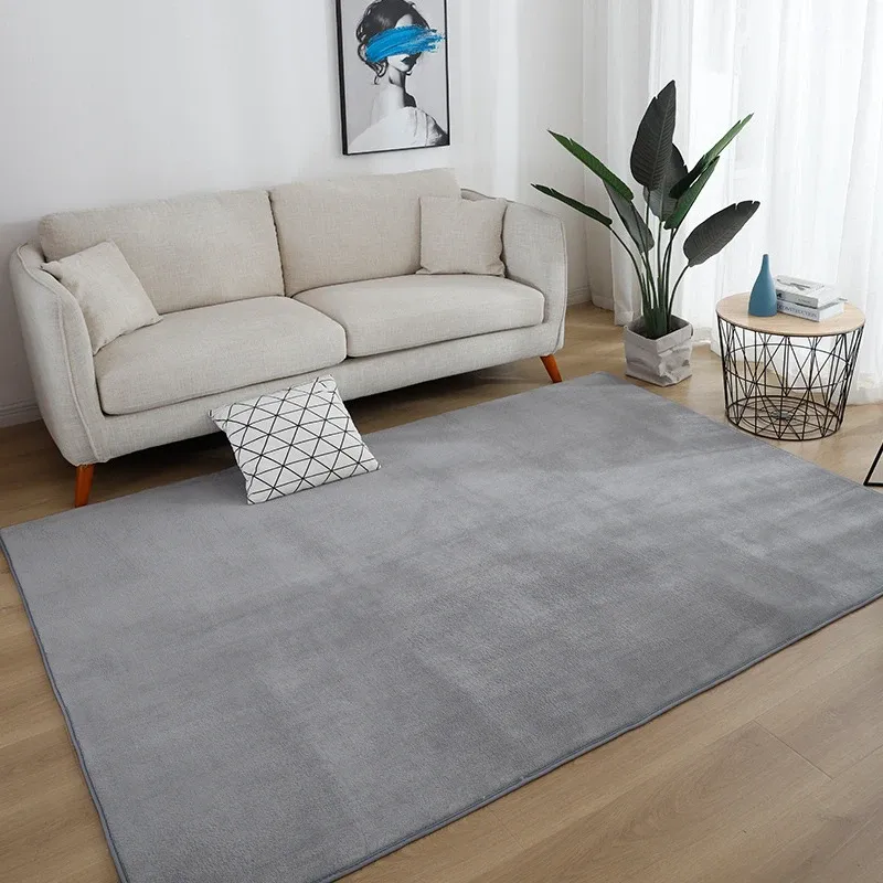 Gray Large Carpet Living Room Sofa Area Short Pile Bedroom Rug Thick Soft Bedside Floor Mat Balcony Non-Slip Kids Mat Home Decor