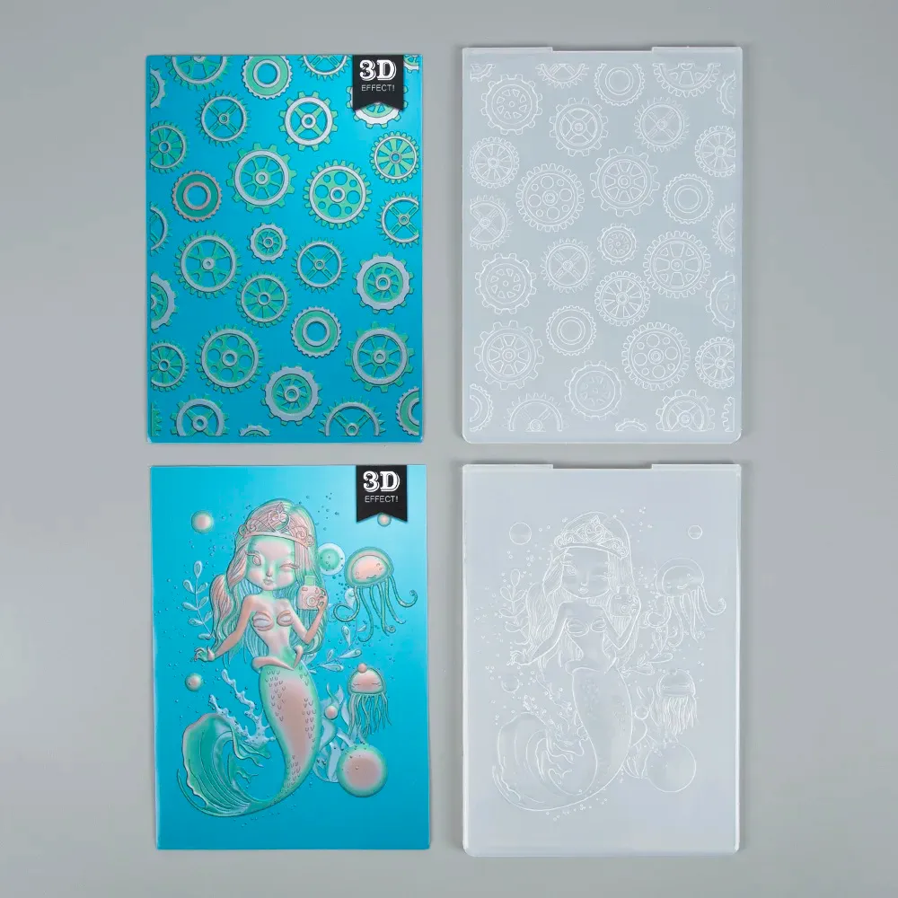 CHZIMADE 3D Mermaid Gear Plastic Encluding Folder for Scrapbook DIY CARD TOOL TOLL TAMPLATE TAMPLATE MAMPLATE CARM