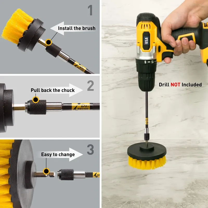 1/4 '' kit de brosse à forage électrique