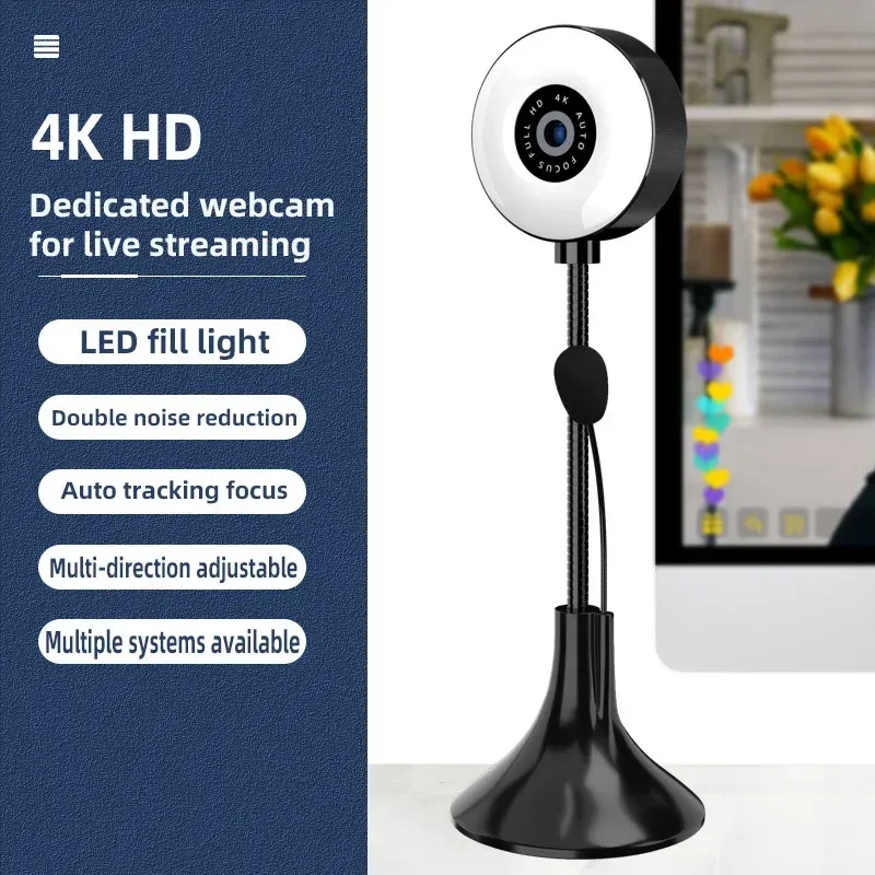 Webcams Webcam 4K 1080p Otomatik Nişanca Bilgisayar Kamerası HD Ağı USB Canlı Cam Cam 2K Sürücü PC Dizüstü Bilgisayar Video Çekim Kamerası için Ücretsiz