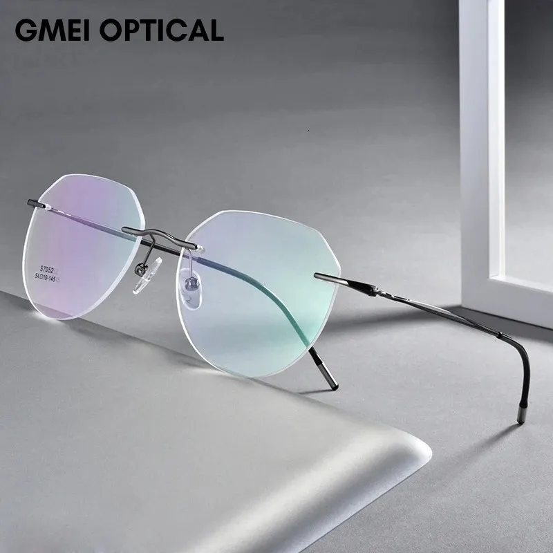 Ultralight Alloy Rimless Men Glasse Fram fyrkantiga glasögon Myopia receptramar för kvinnor Optiskt ögonglas 240411