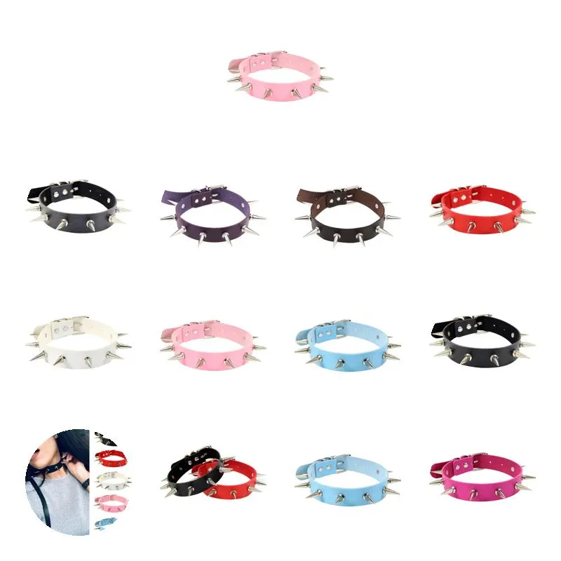 Chokers gotycki czarny kolczaste kołnierzyka punkowego kolcarzy chokerowe nity szkiełka naszyjnik chocker dla kobiet mężczyzn niewoli cosplay goty