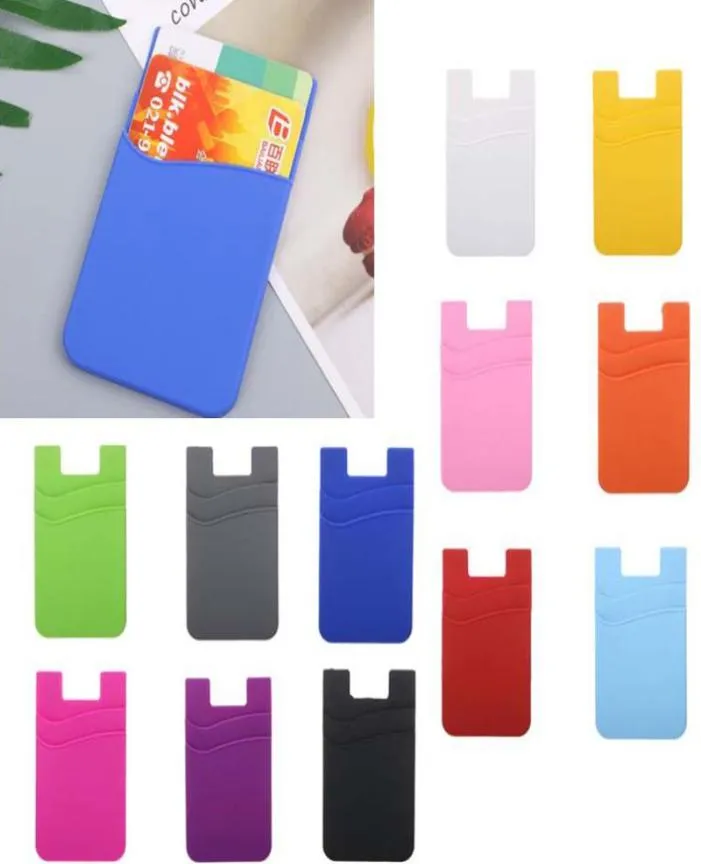 Doubledeck Silicone Wallet Card Cash Pocket Sticker 3M Adhesive Stickon ID Holder Pouch For iPhone Samsung Huawei XiaoMi Mobile 6733958