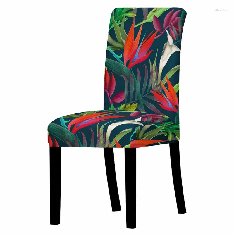 椅子は弾力性のある植物の葉のプリントカバーダイニングルームスパンデックススリップカバーケースストレッチウェディングバンケットの家の装飾