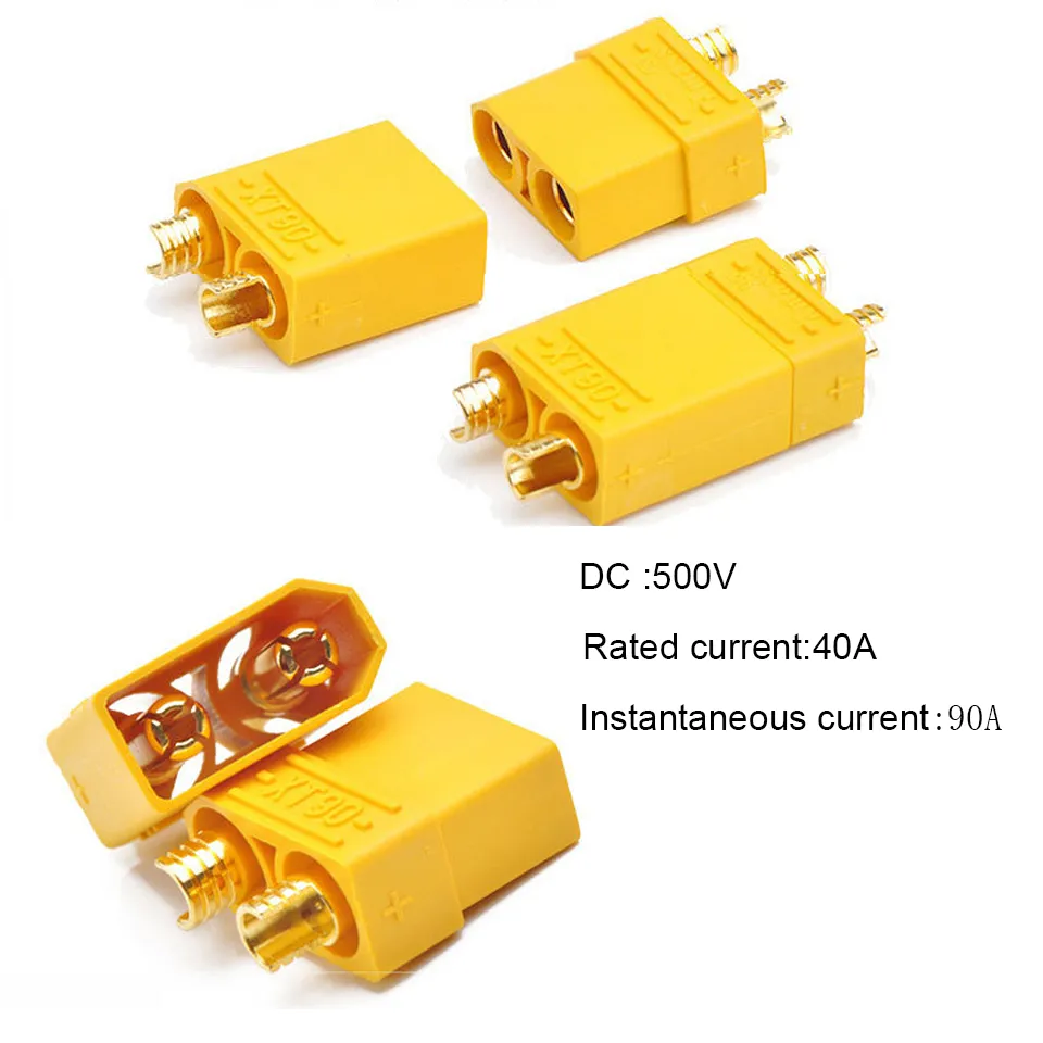 VUNIVERSUM Lot 2 Paires Connecteurs XT90 XT90H Plaqué Or 90A - RC Modélisme Avec Capuchons
