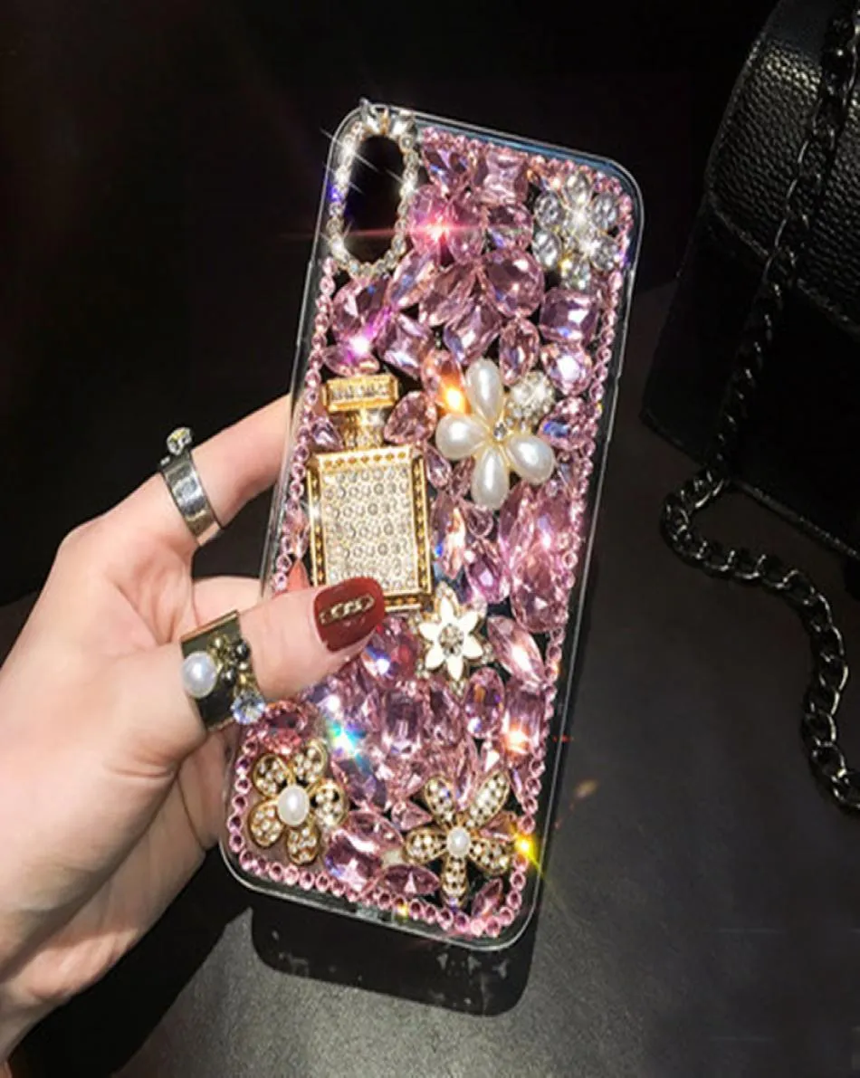 Bling Crystal Diamond Perfume Bottle Flower Case para iPhone 12 Mini 11 Pro XS Max XR x 8 7 Samsung Galaxy Note 20 S21 S20 U2634658