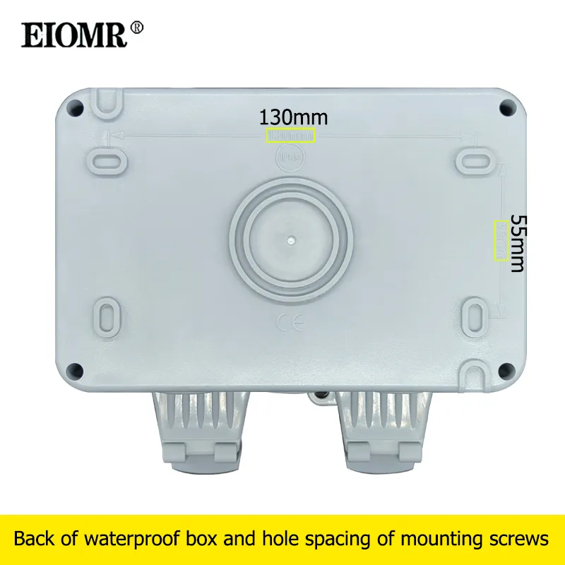 EIOMR IP66 Su geçirmez toz geçirmez kutu 16a Çift Standart Güç Soketi Topraklı AC 110 ~ 250V AB UK US US için açık su geçirmez kutu